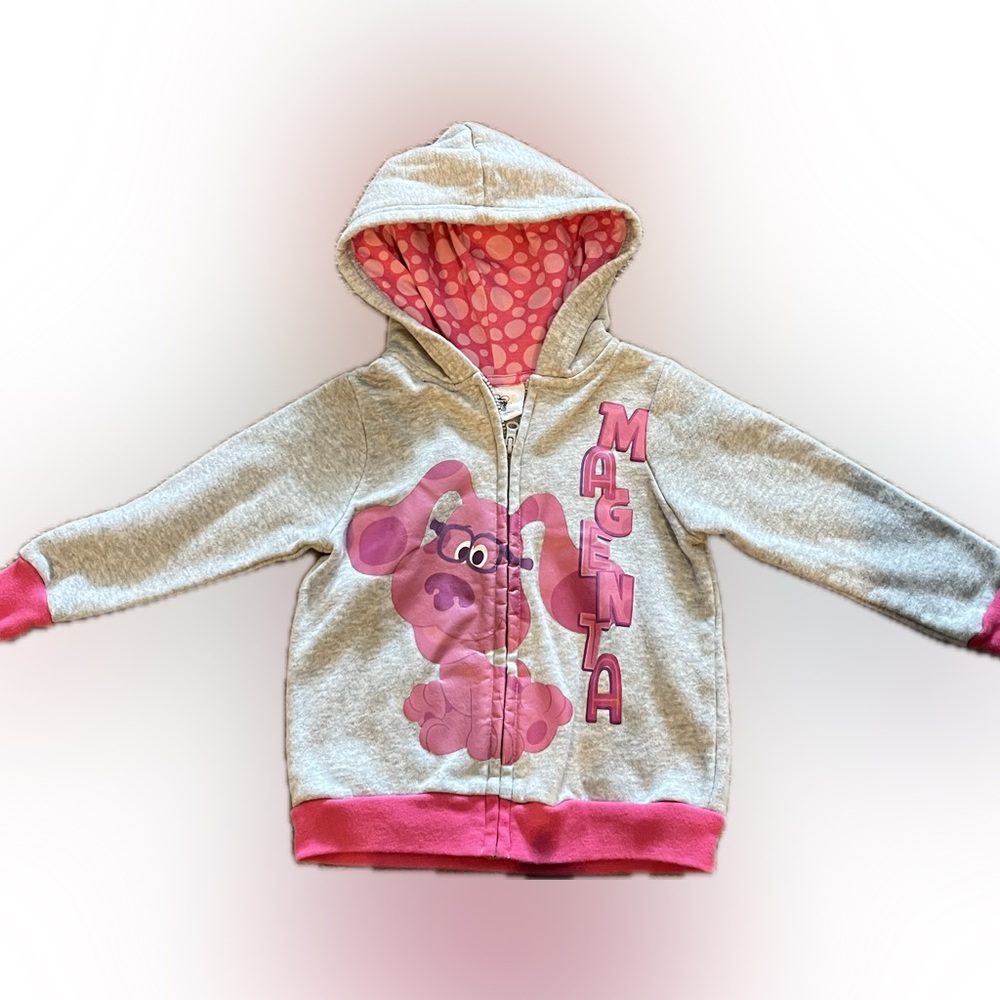 Blue’s Clues Magenta Zip-Up Hoodie – Girl’s 2T – Pink & Gray